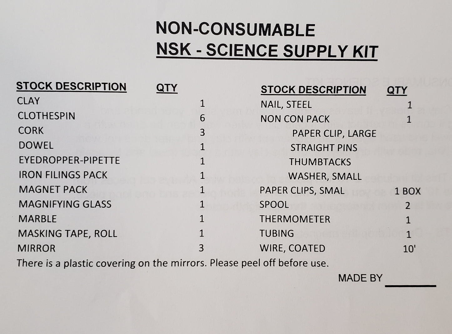 Sonlight NSK Science Kit