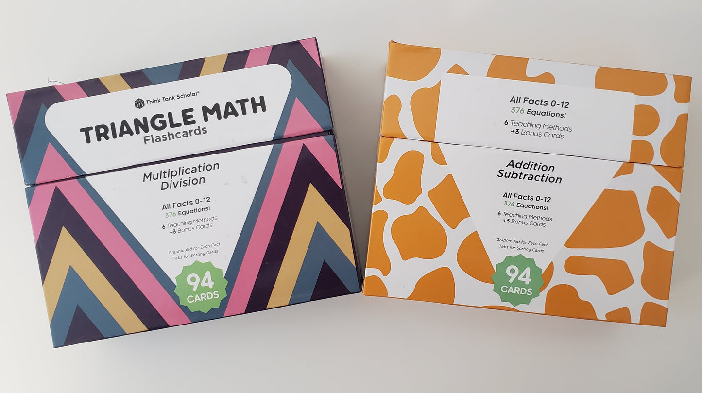 Triangle Flashcards Addition, Subtraction, Multiplication, Division Flash Cards