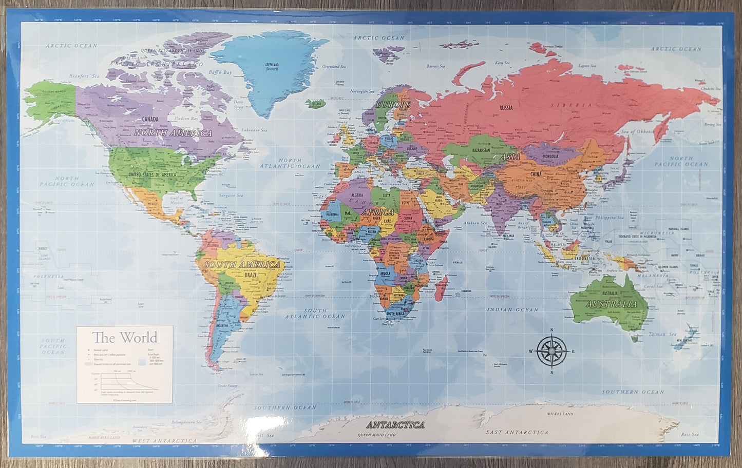 Laminated Double-sided World Map (18 x 29 in.)