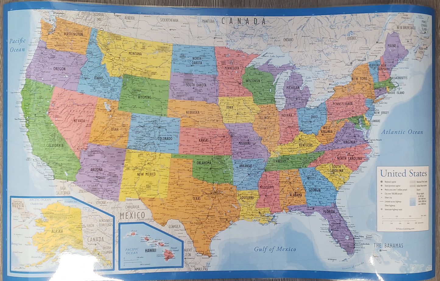 Laminated Double-sided U.S. Map (18 x 29 in.)