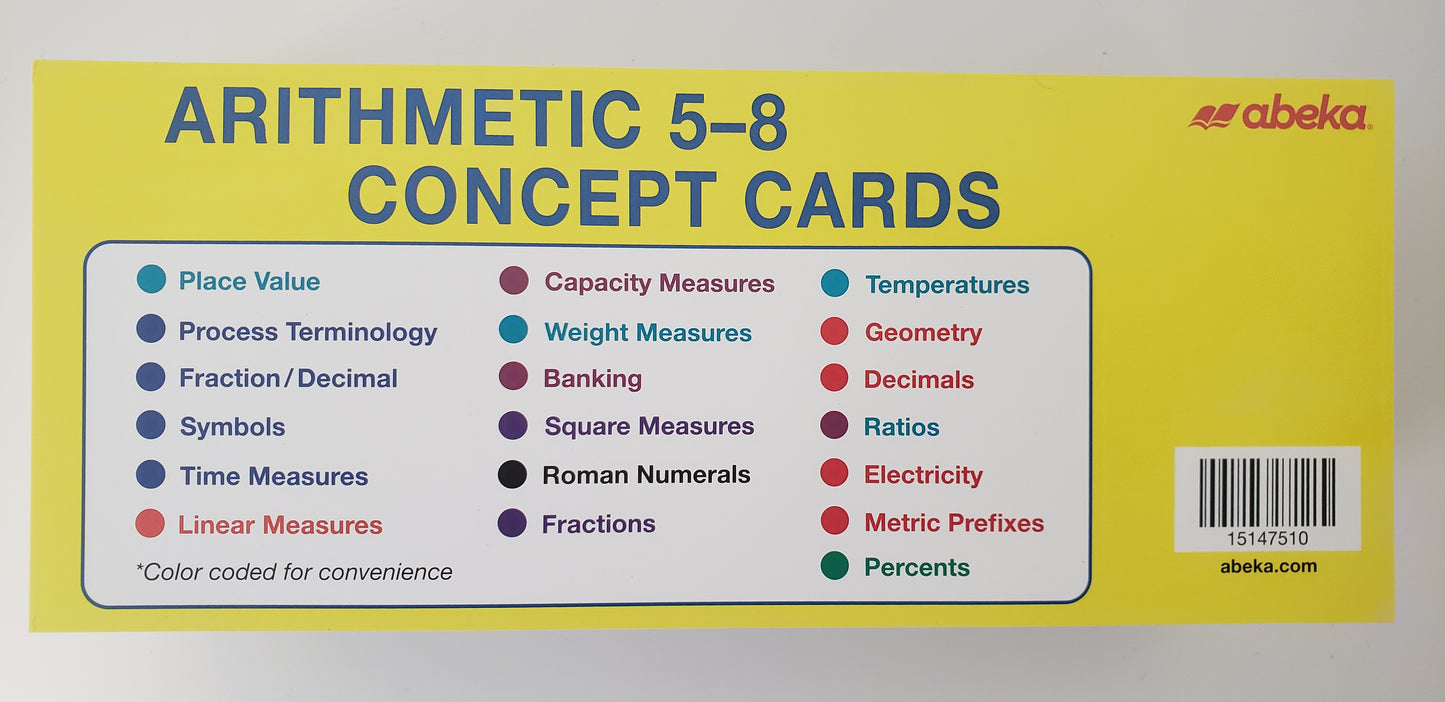 Arithmetic Concept Cards 5-8