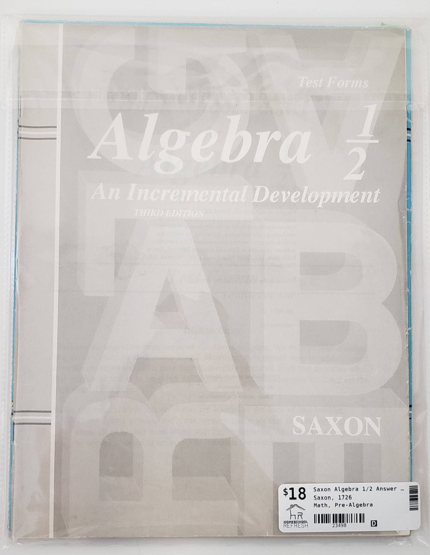 Saxon Algebra 1/2 Answer Key & Test Forms, 3rd Edition