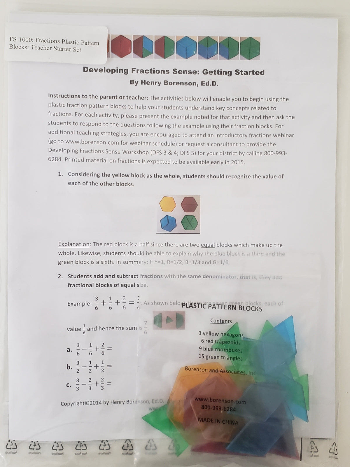 Plastic Fraction Blocks: Teacher Starter Set