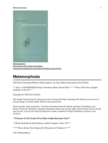 The Metamorphosis (Bantam Classics)