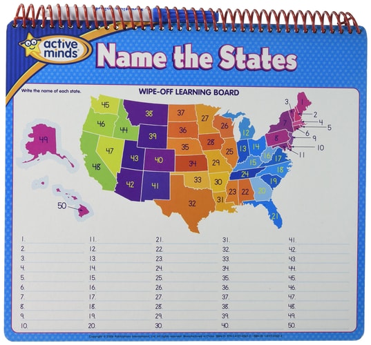 Math & States & Capitols Wipe-Off Learning Board