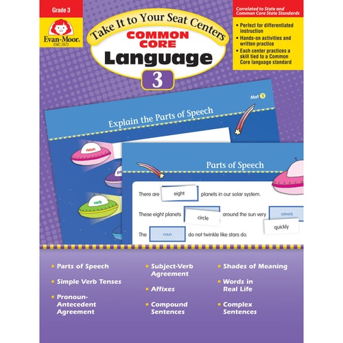 Evan-Moor Take It to Your Seat: Common Core Language Centers Book, Grade 3