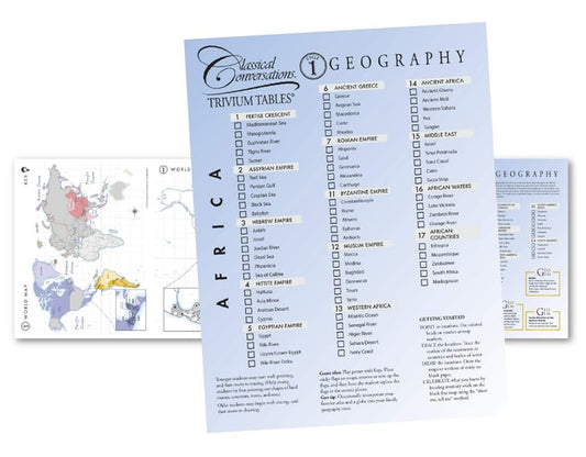 Classical Conversations Trivium Tables Cycle 1 Geography Africa/World