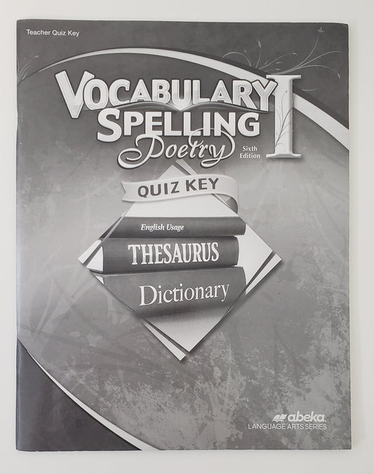 Vocabulary Spelling Poetry I Quiz Key