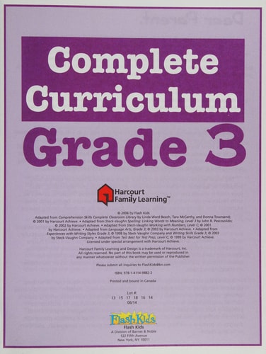 Complete Curriculum: Grade 3 (Flash Kids Harcourt Family Learning)
