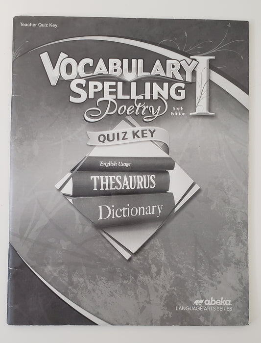Vocabulary Spelling Poetry I Quiz Key