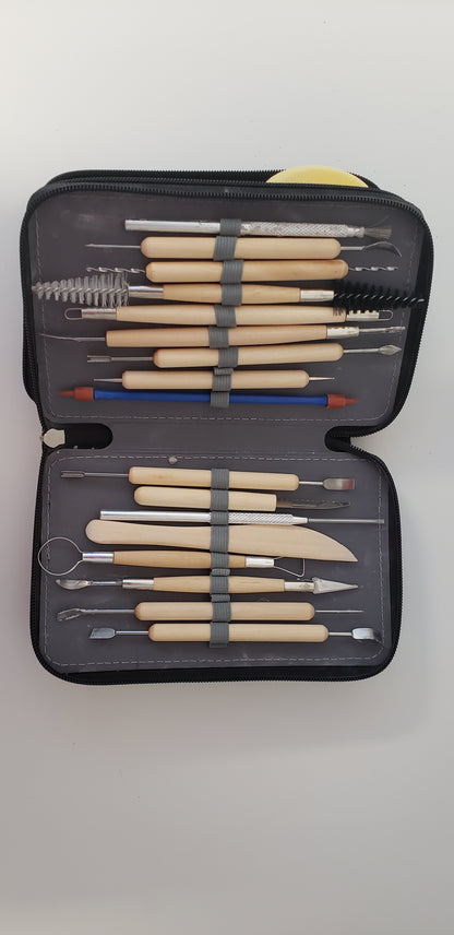 Blisstime 30pcs Pottery and Clay Sculpting Tools Kit With Tool Bag and Apron for Air Dry Clay & Kiln
