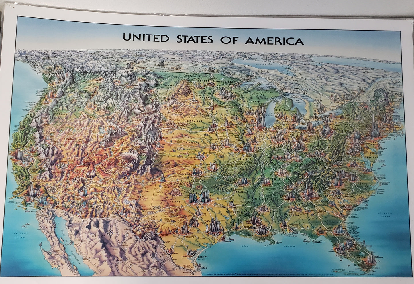 Usa Laminated Map