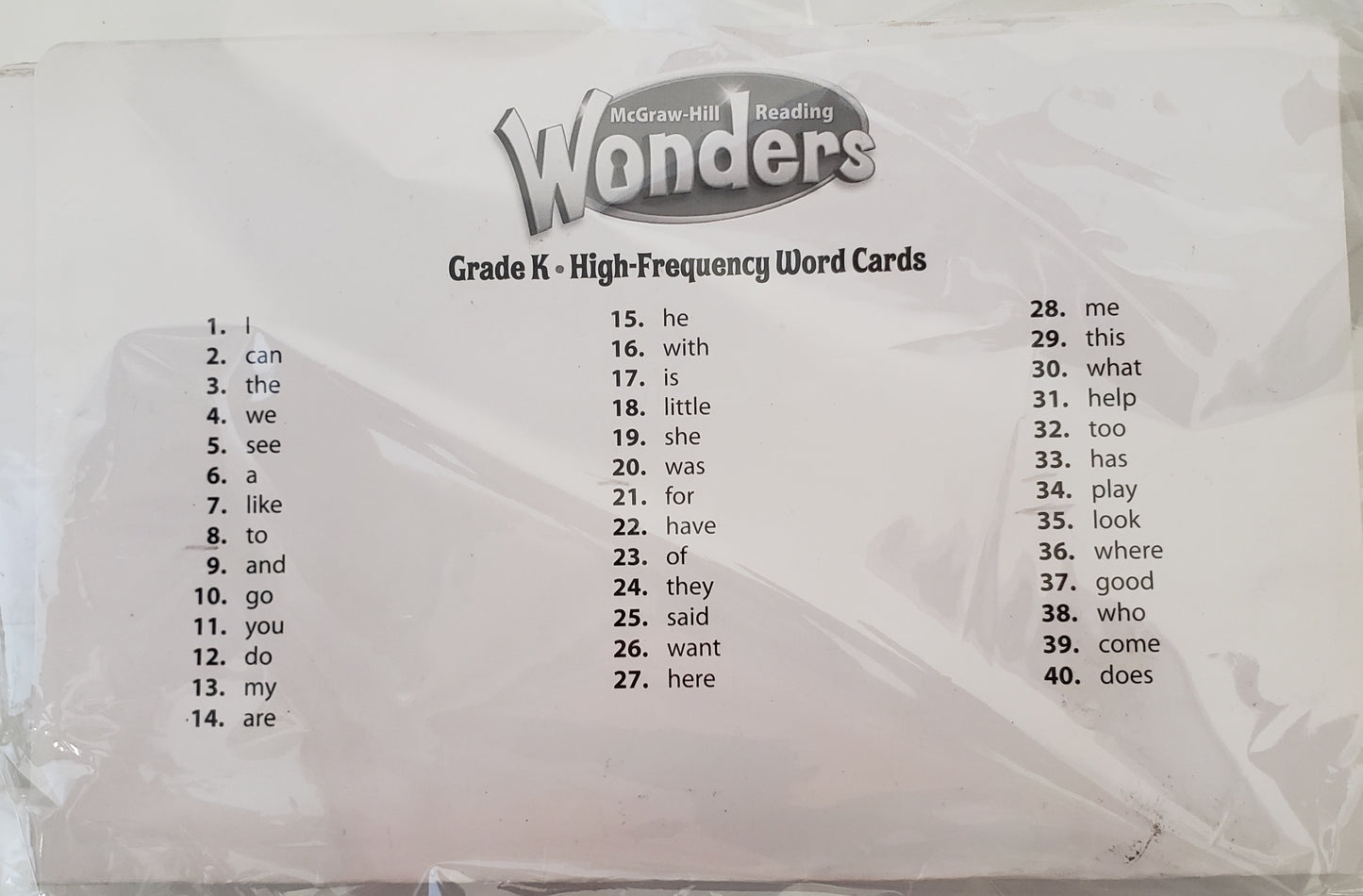 Grade K High-Frequency Words Flashcards