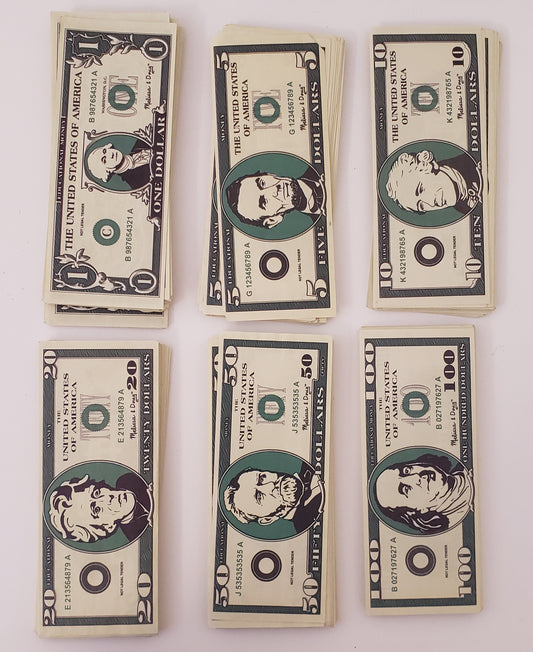 Paper money - 1s to 100s (approx. 50 each)