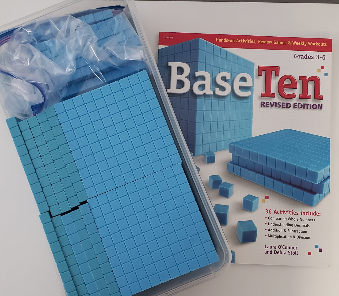 Base Ten Cubes with book