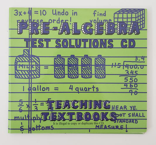 Pre-Algebra 1 Test Solutions CD