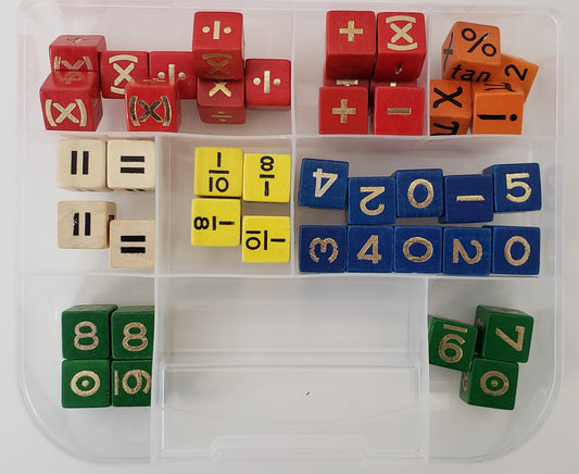 Wooden math dice (approx. 40)