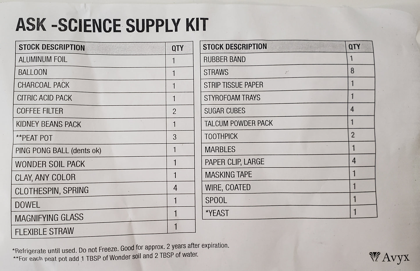 Sonlight Science Supplies Kit A