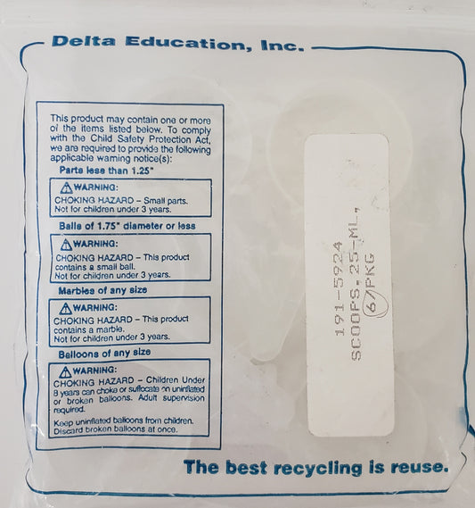 6 plastic measuring scoops