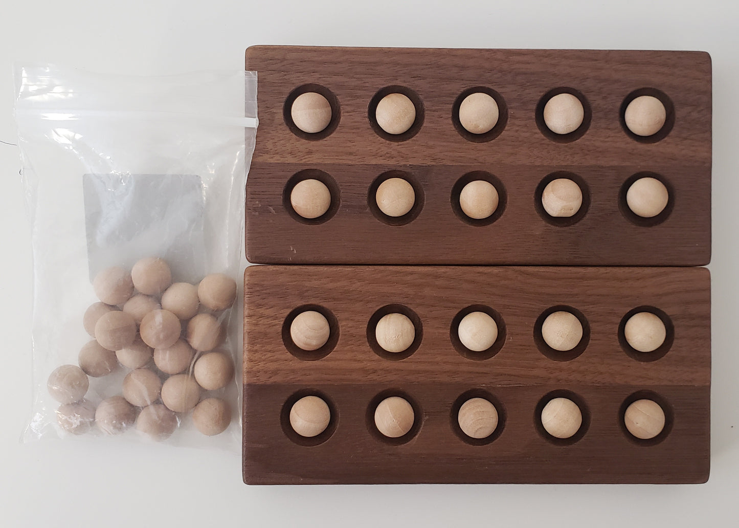 2 wooden ten frames with 40 wooden balls (Treasure from Jennifer)