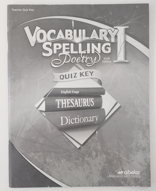 Vocabulary Spelling Poetry I Quiz Key