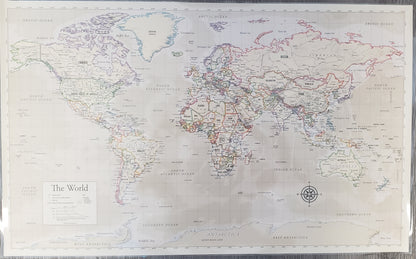 Laminated Double-sided World Map (18 x 29 in.)