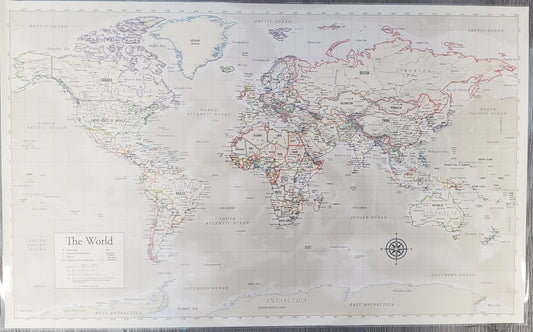 Laminated Double-sided World Map (18 x 29 in.)
