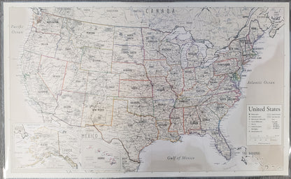 Laminated Double-sided U.S. Map (18 x 29 in.)