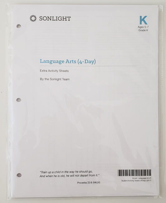 Language Arts K (4-Day) Extra Activity Sheets