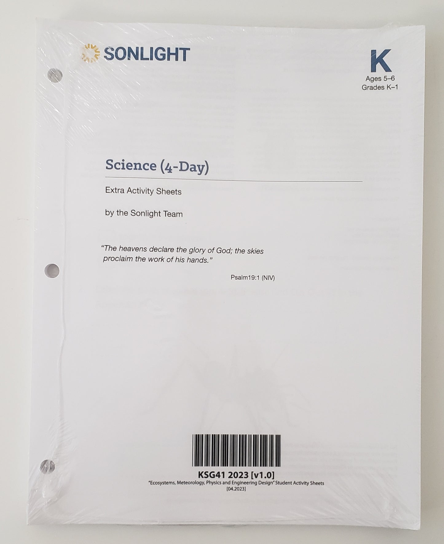 Science K (4-Day) Extra Activity Sheets