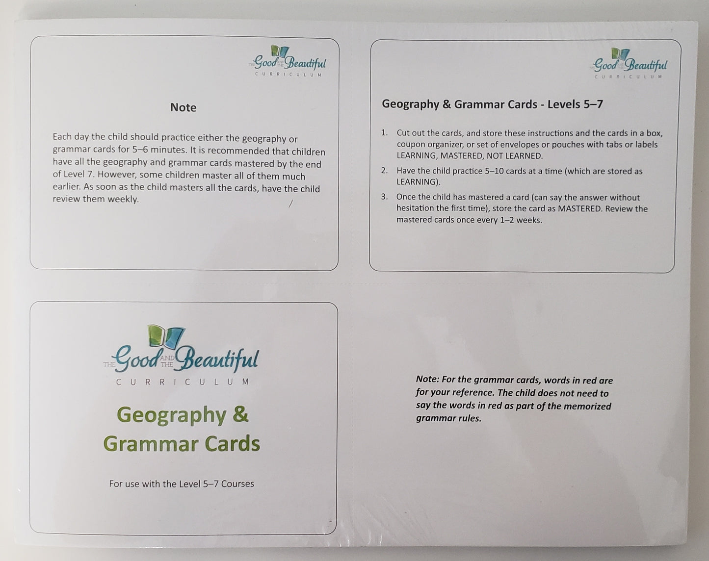 Geography & Grammar Cards Levels 5-7