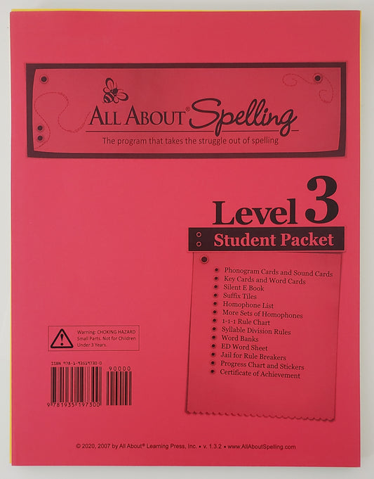 All about Spelling Level 3 Student Packet