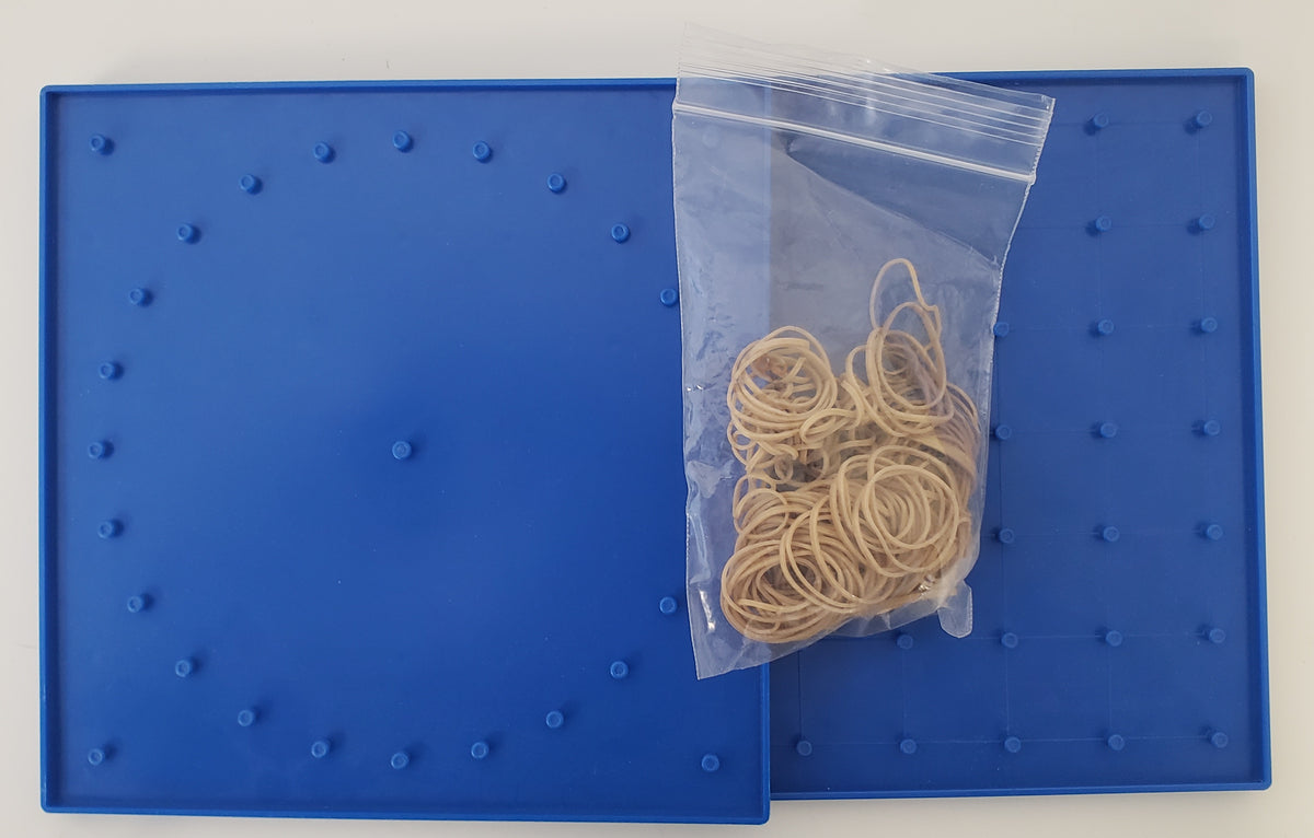 Set of 2 Plastic Geoboards Double Sided with rubber bands