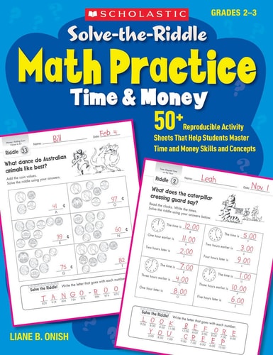 Solve-the-Riddle Math Practice: Time & Money: