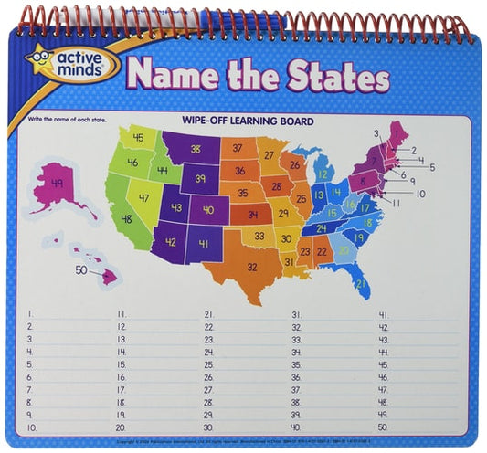 Math & States & Capitols Wipe-Off Learning Board